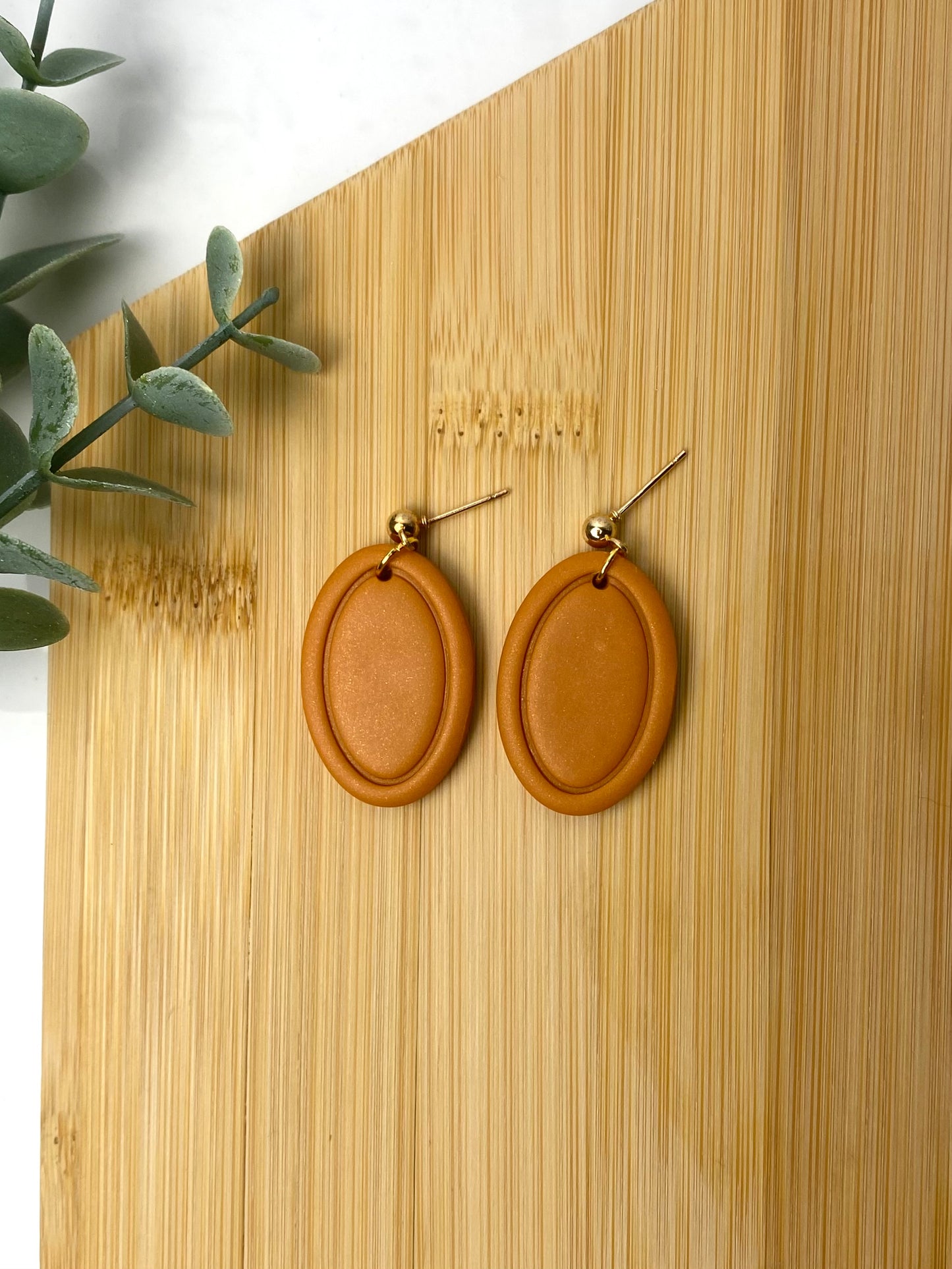 Shimmery Orange & Gold Oval Dangle