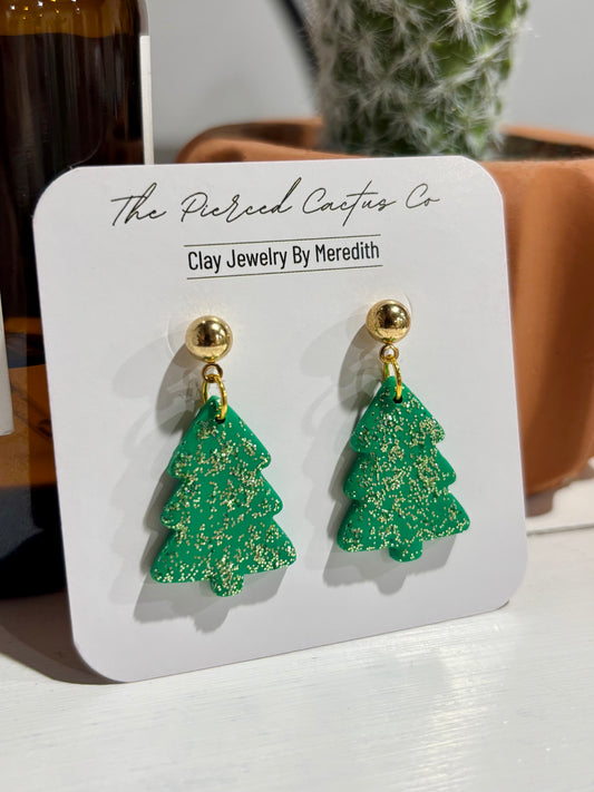 Dainty Green Glittered Christmas Tree Dangle