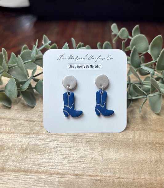 Small Navy & Silver Boot Dangle