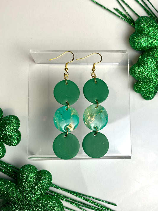 Green & Marbled Circle Dangle