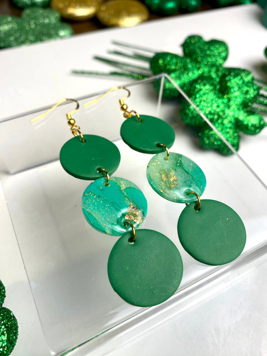 Green & Marbled Circle Dangle