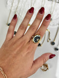 Gold Flower Adjustable Oval Ring | Adams Calyxware Ming Toi China | Ring No. 11