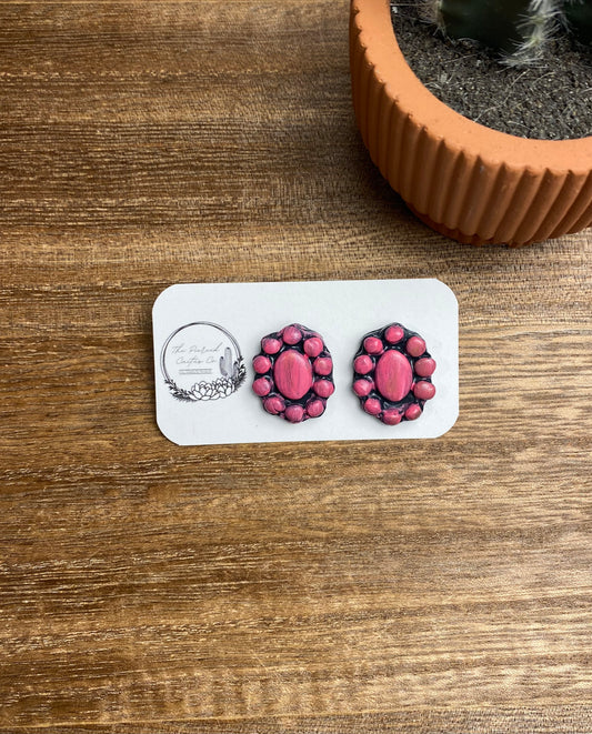 Dark Pink Cluster Stud