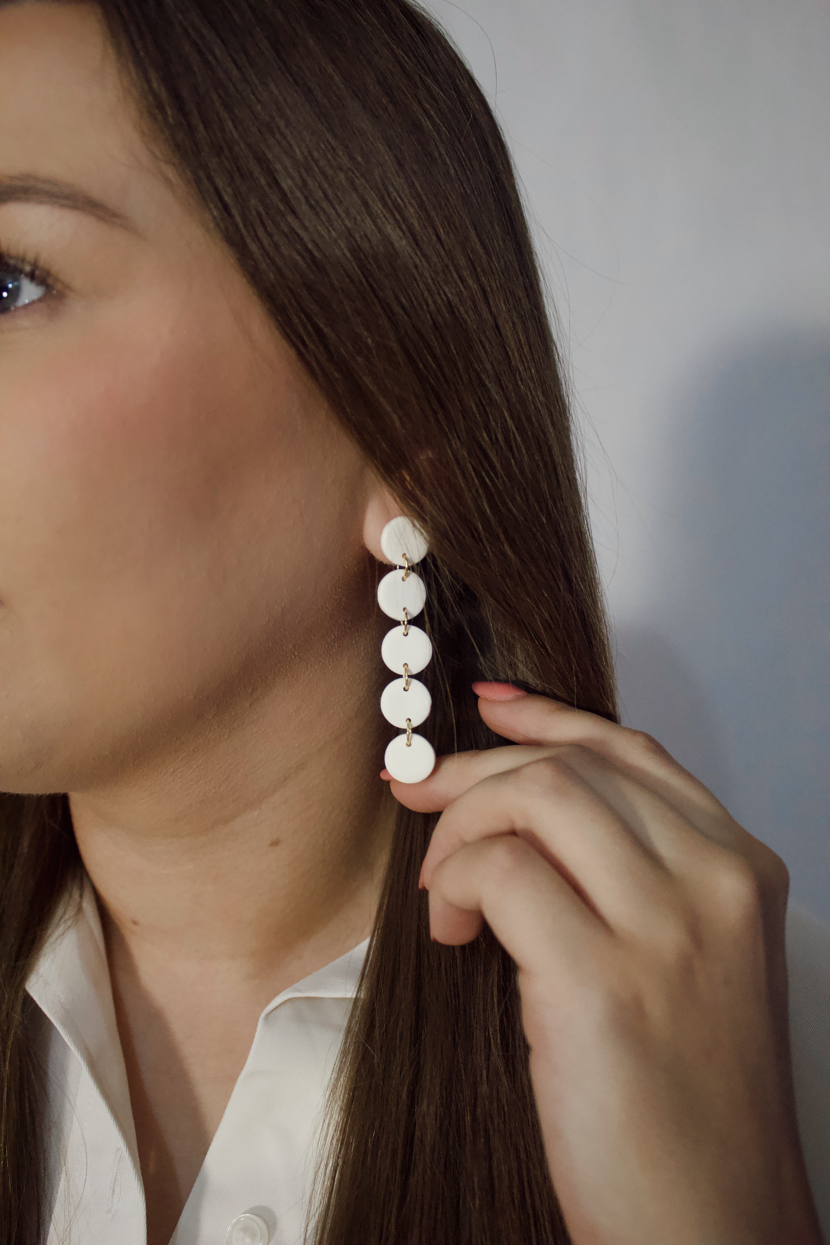 White Circle Drop Dangle