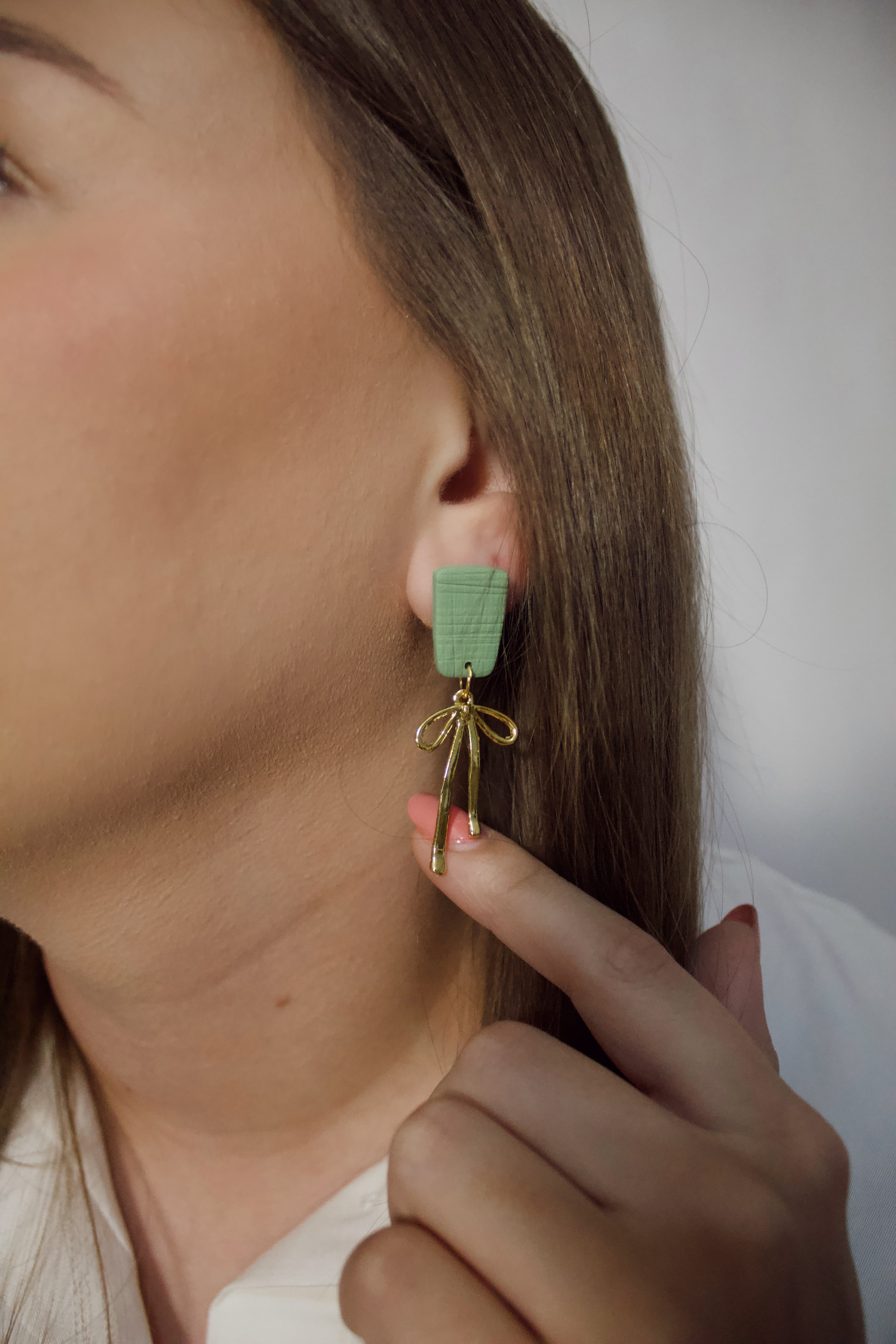 Green Dainty Bow Dangle