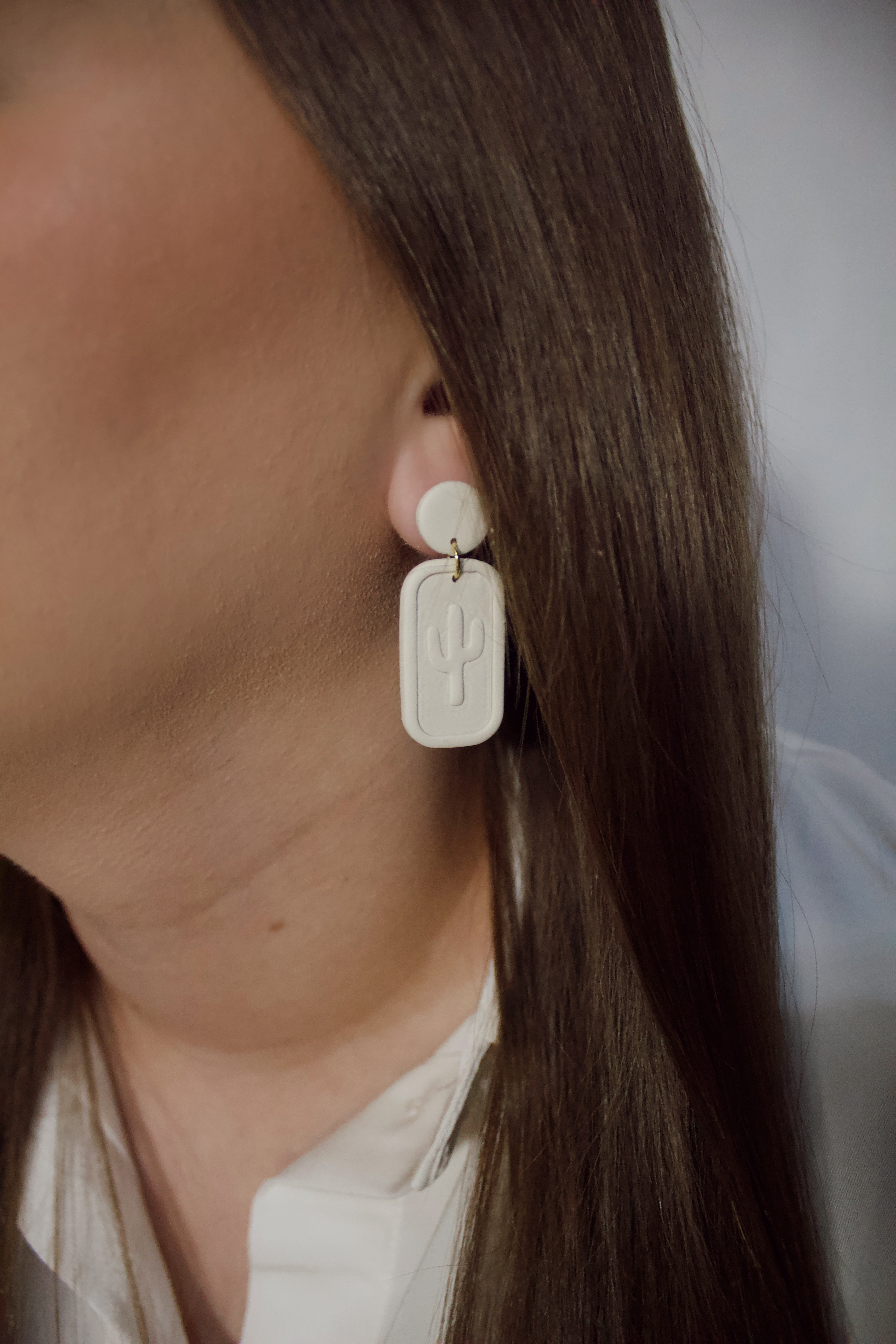 Cream Colored Cactus Dangle