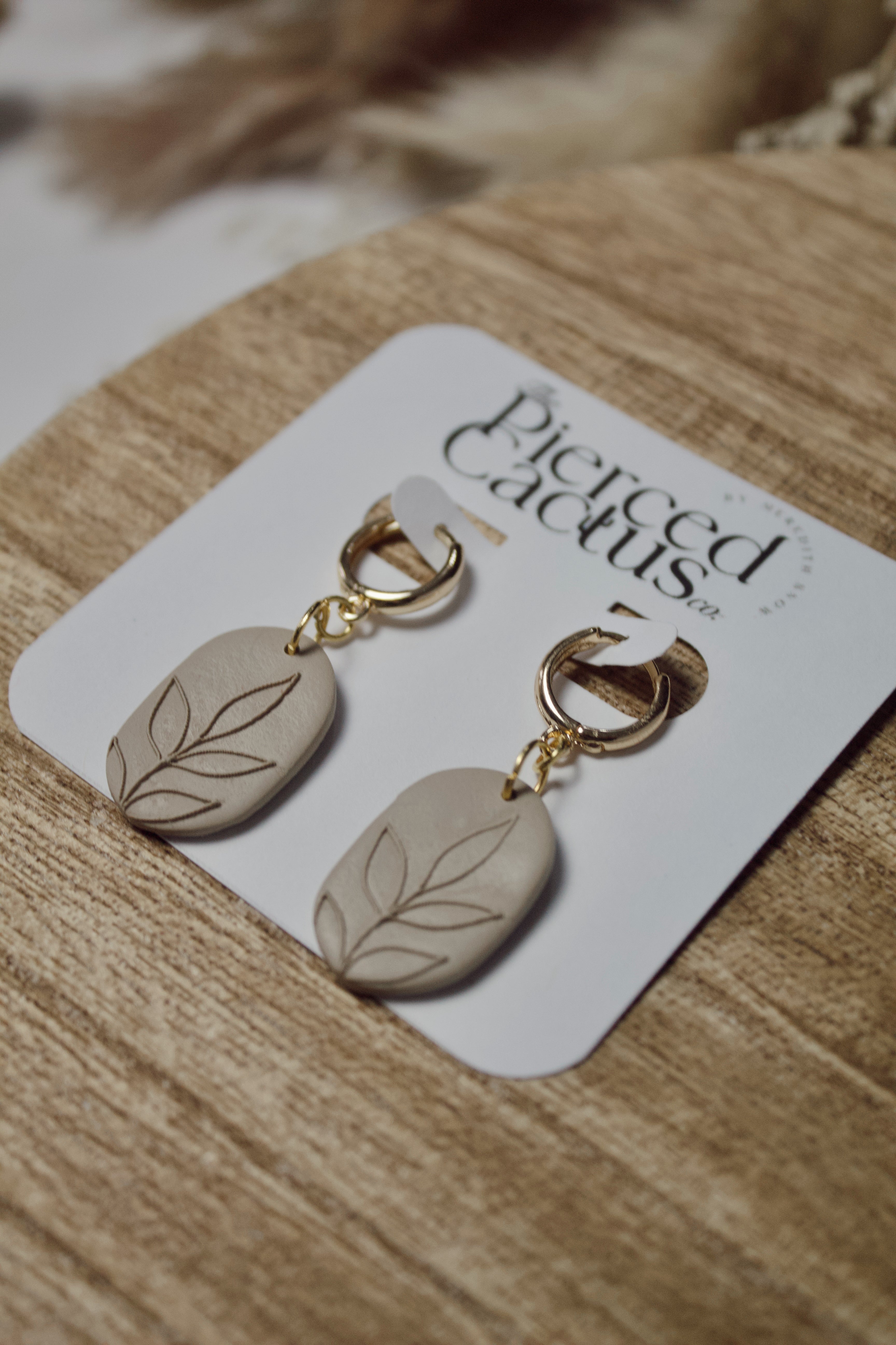 Tan & Gold Floral Dainty Dangle