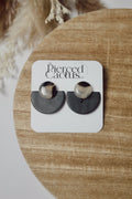 Black Textured & Glossed Tortoise Shell Large Stud