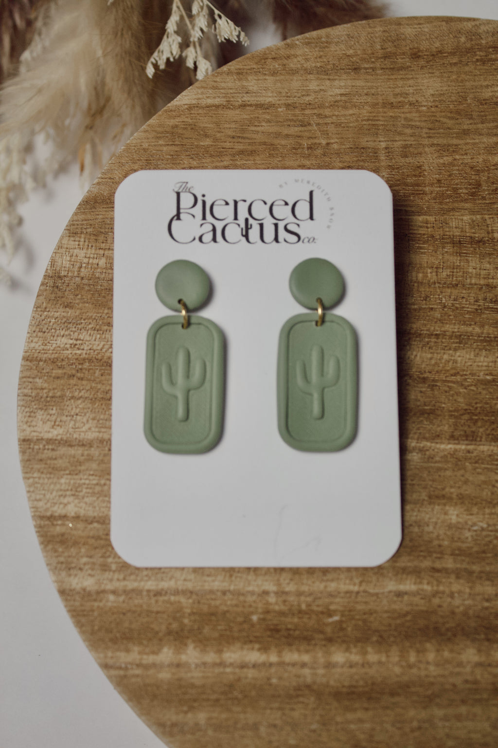 Sage Green Colored Cactus Dangle