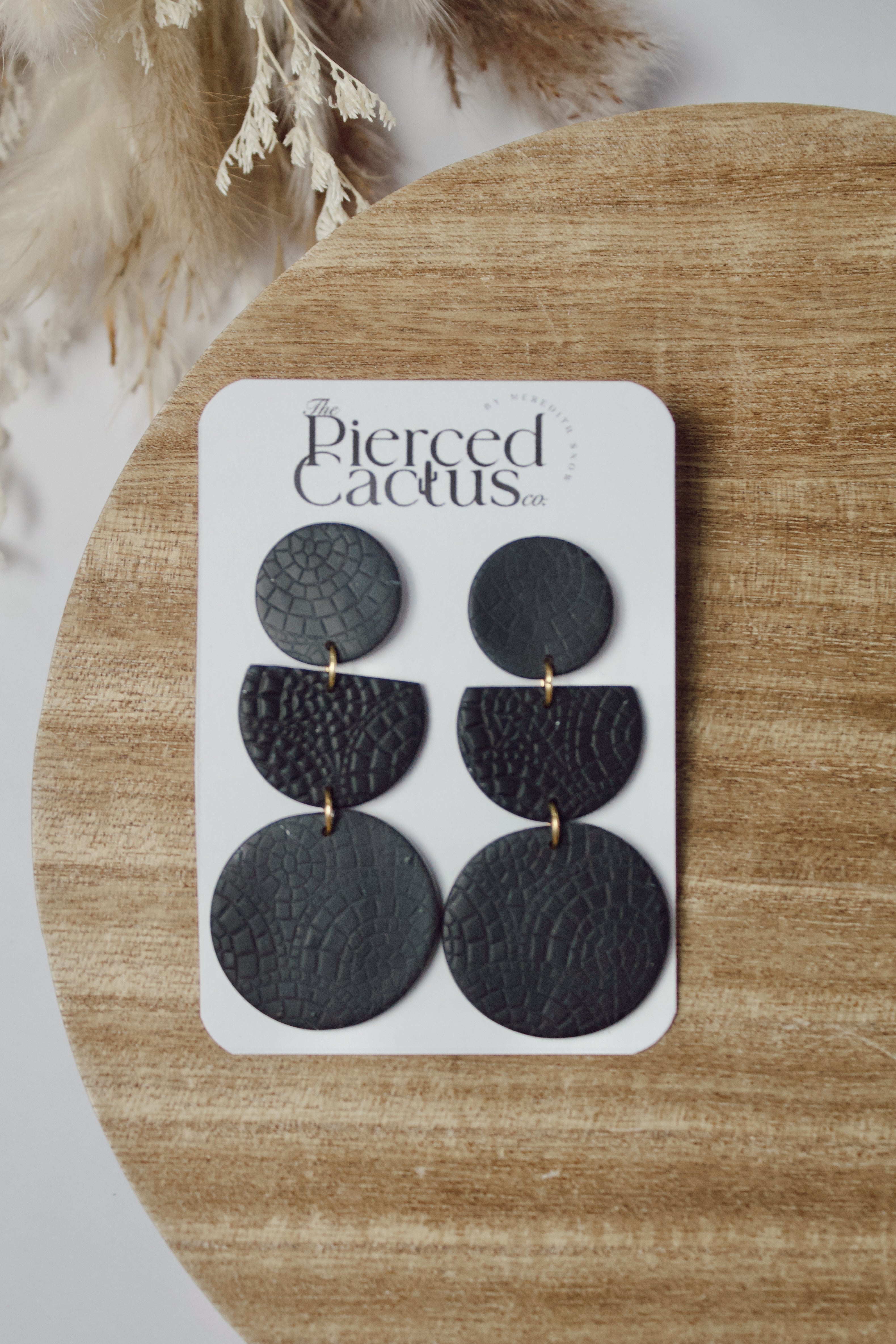 Black Textured Large Dangle