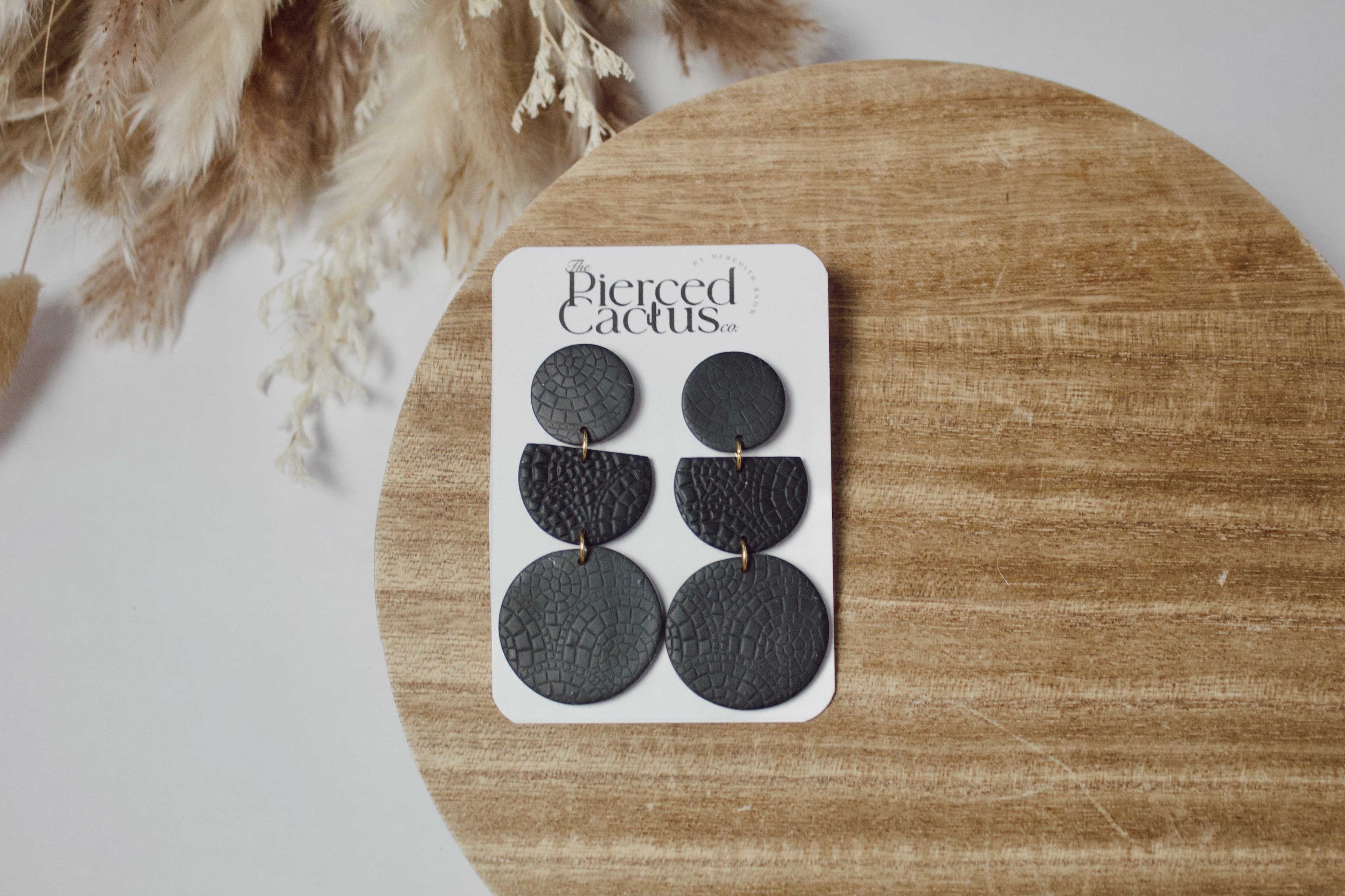 Black Textured Large Dangle