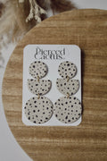 Cream & Black Polka Dotted Large Dangle