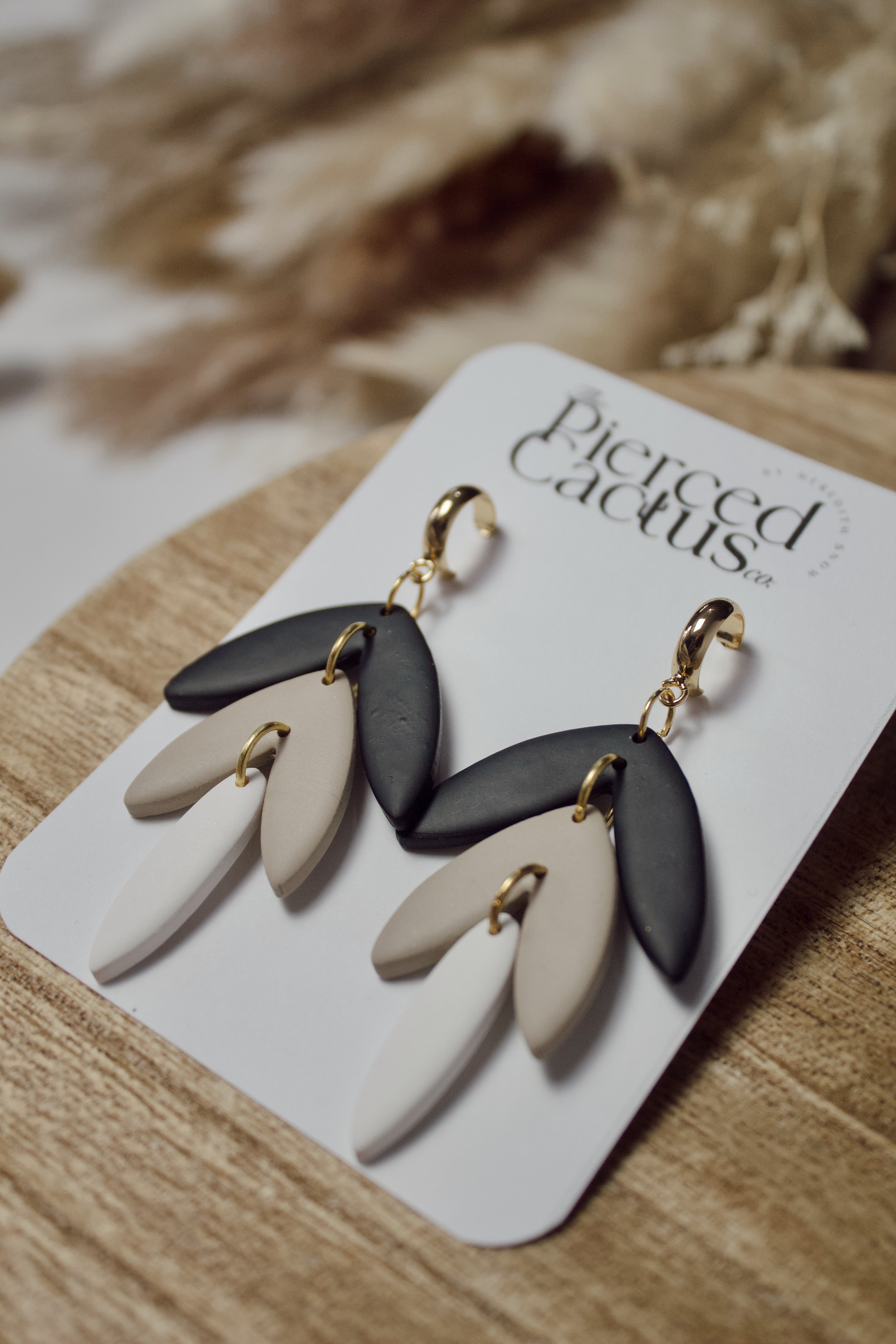 Black, Tan & White Elegant Dangle