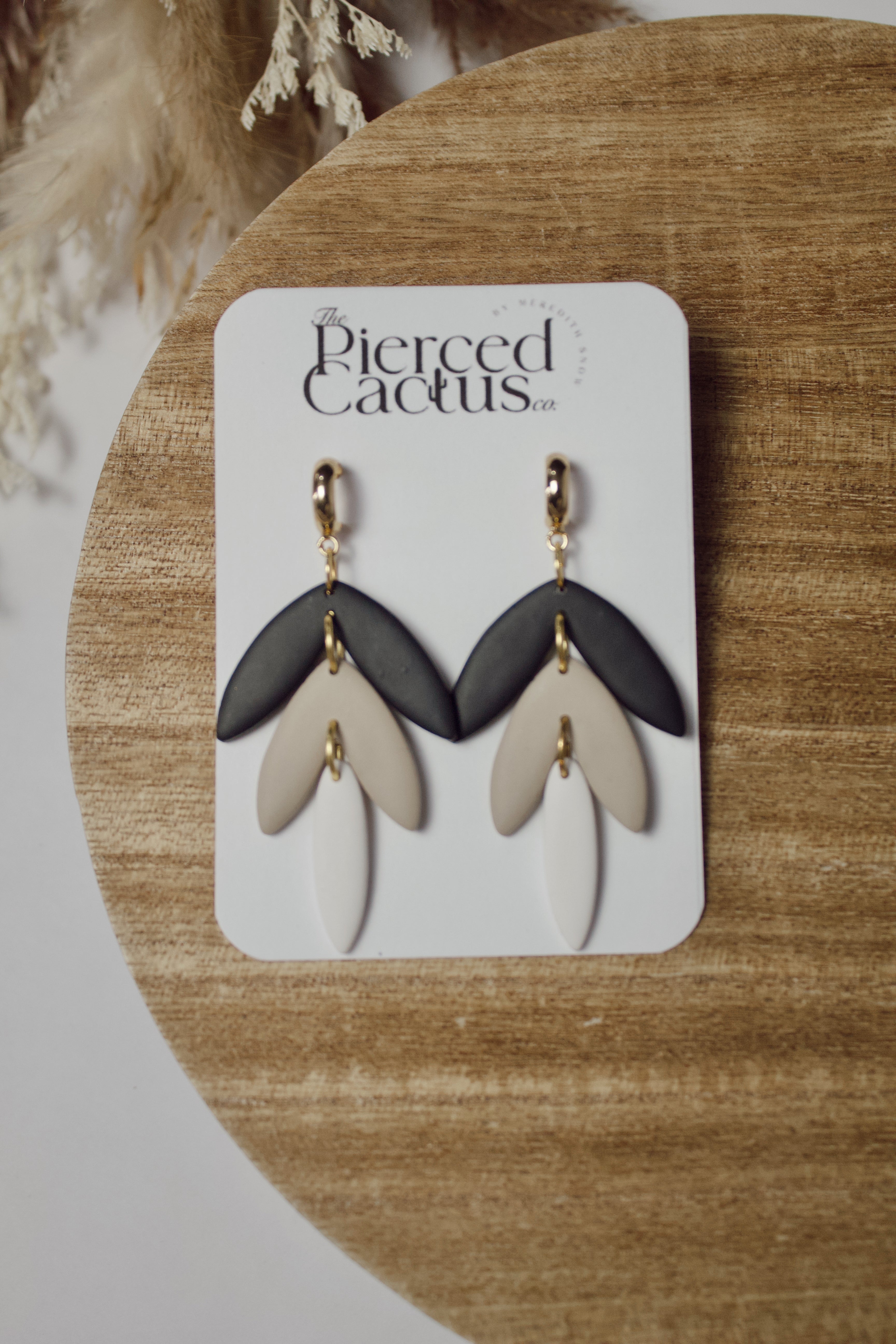 Black, Tan & White Elegant Dangle