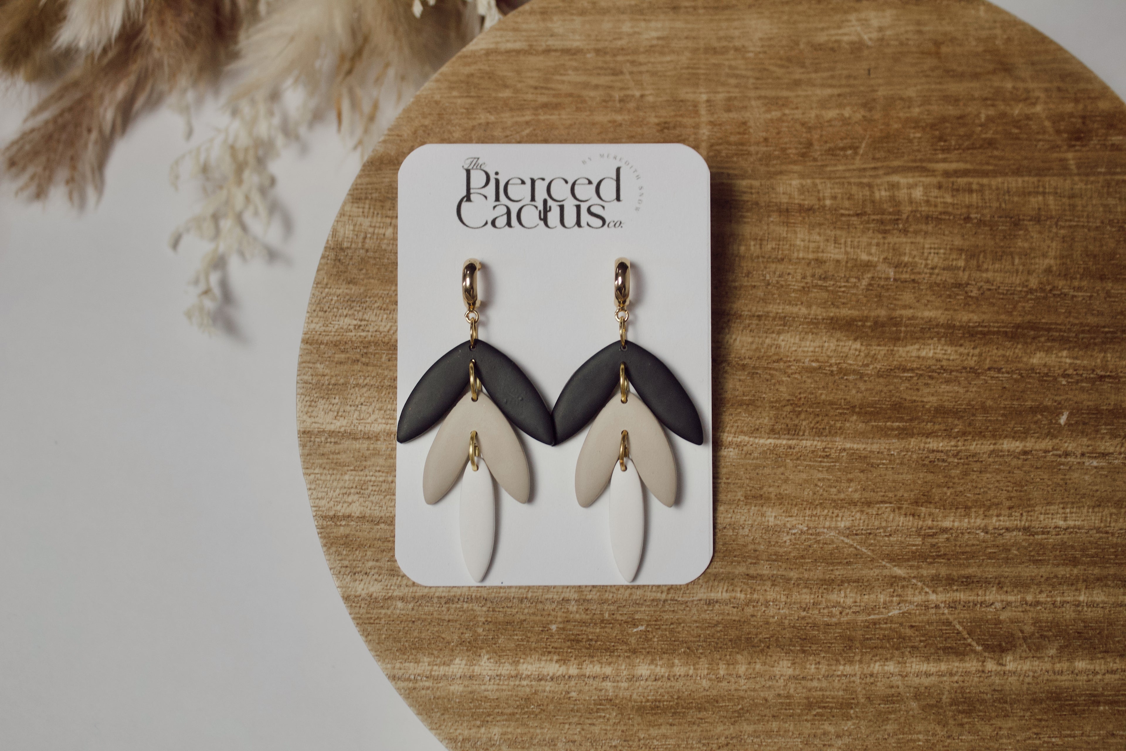 Black, Tan & White Elegant Dangle