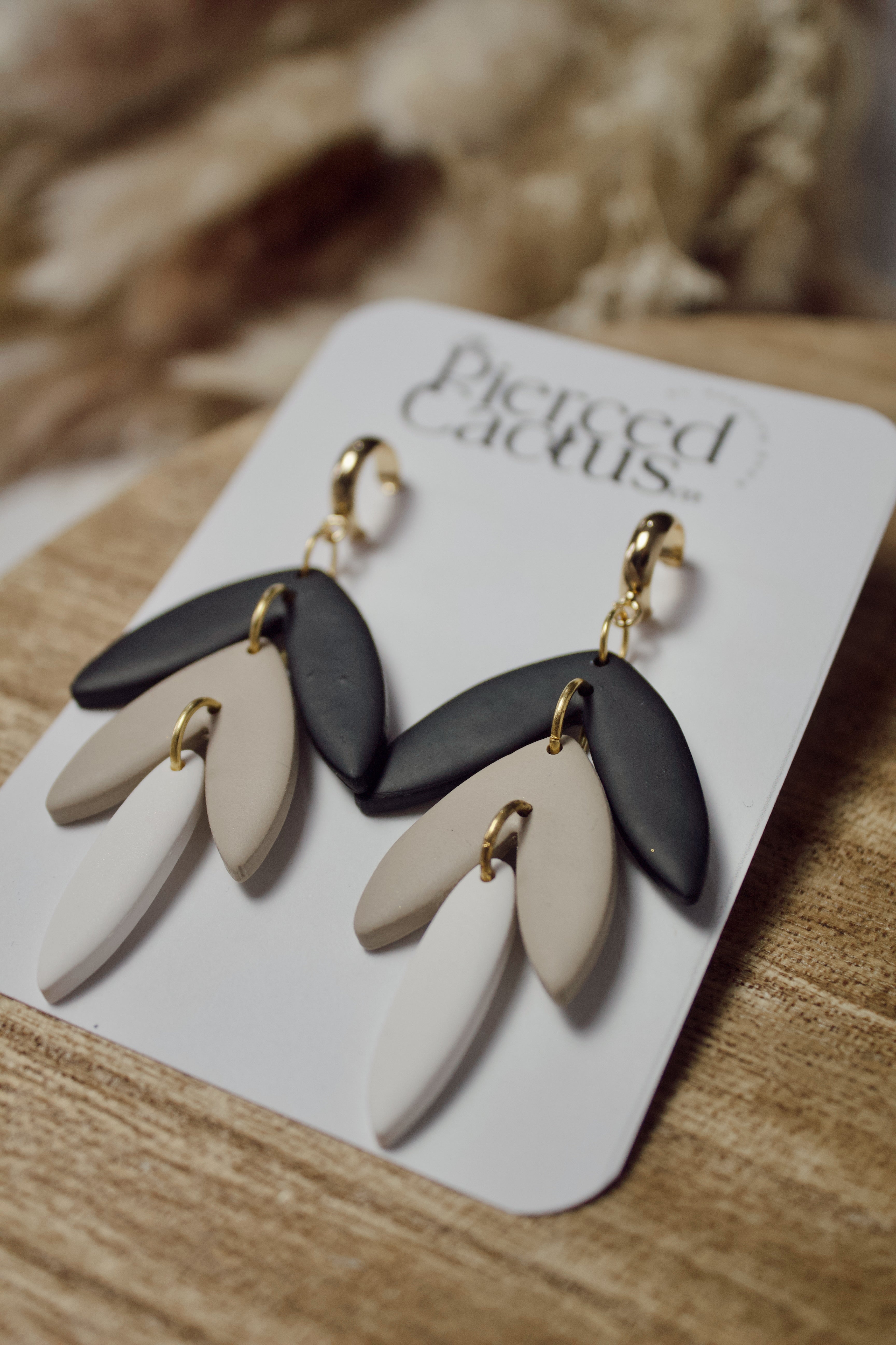 Black, Tan & White Elegant Dangle