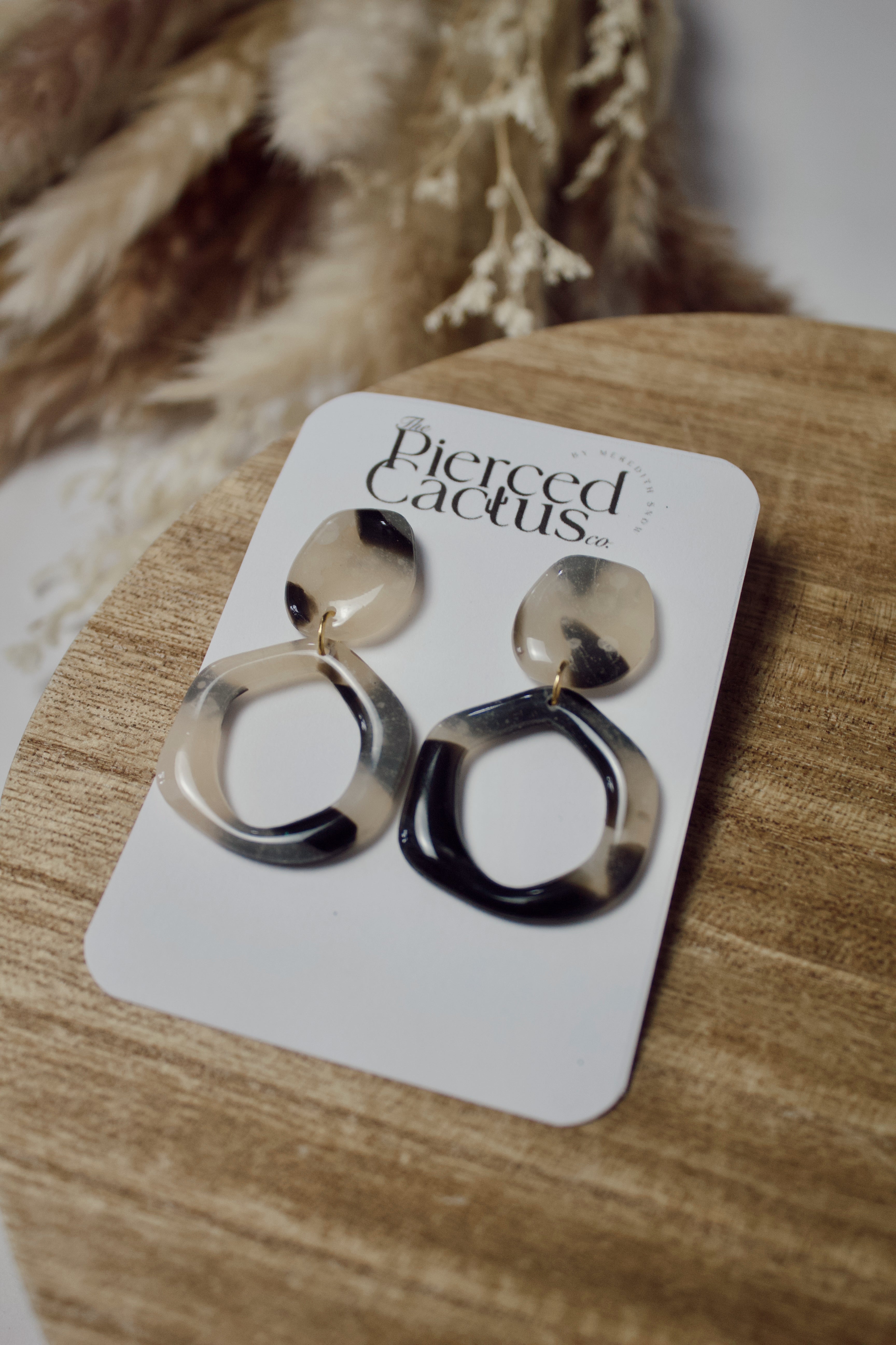 Tortoise Shell Open Circle Dangle