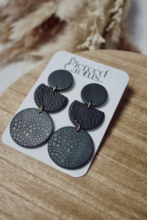 Black Textured Large Dangle