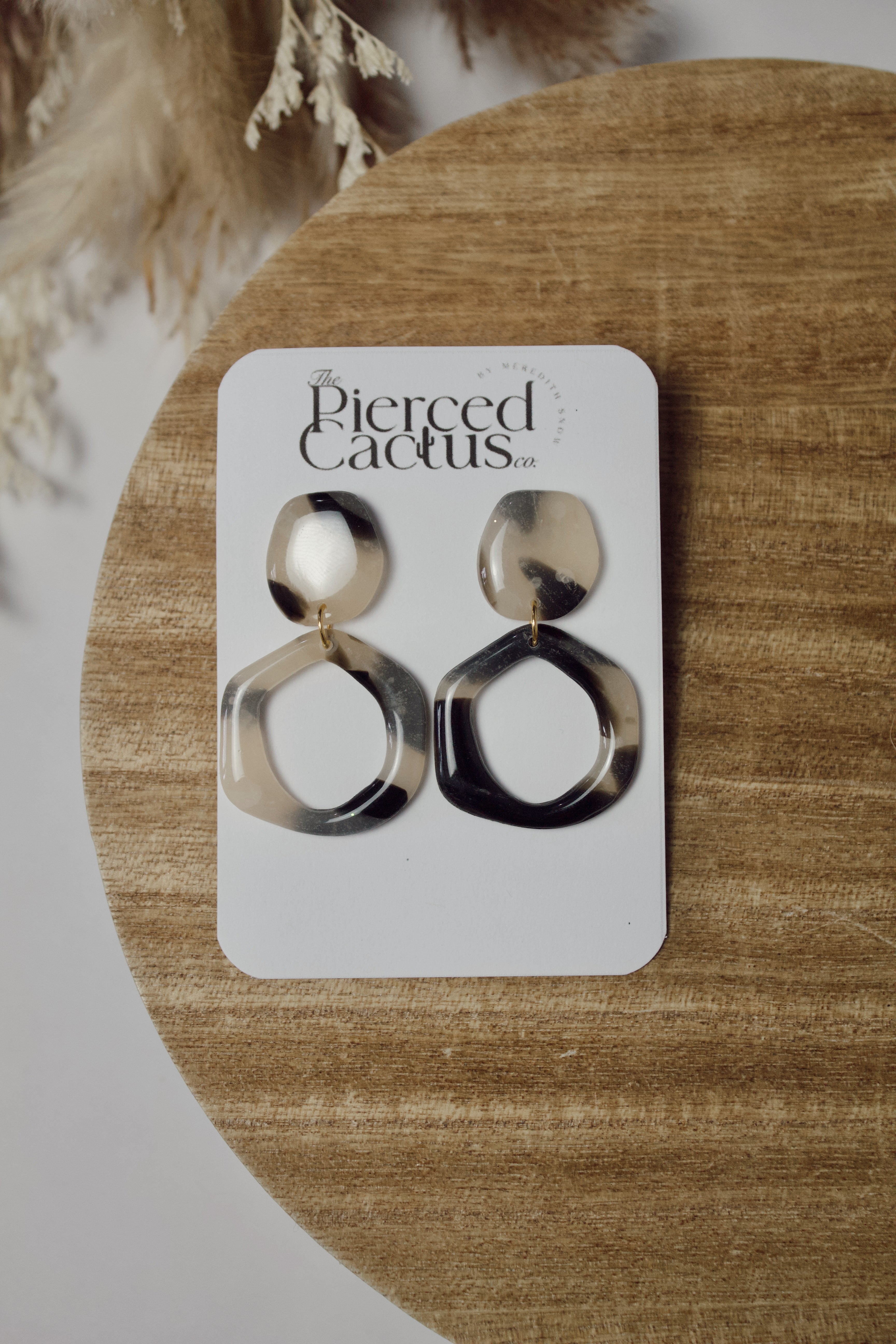 Tortoise Shell Open Circle Dangle