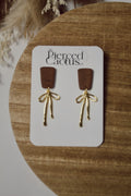Faux Wooden Dainty Bow Dangle
