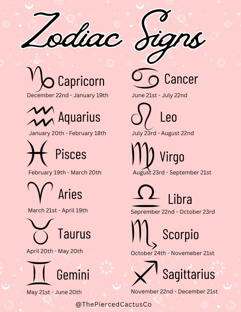 Dainty Black & Gold Zodiac Necklace