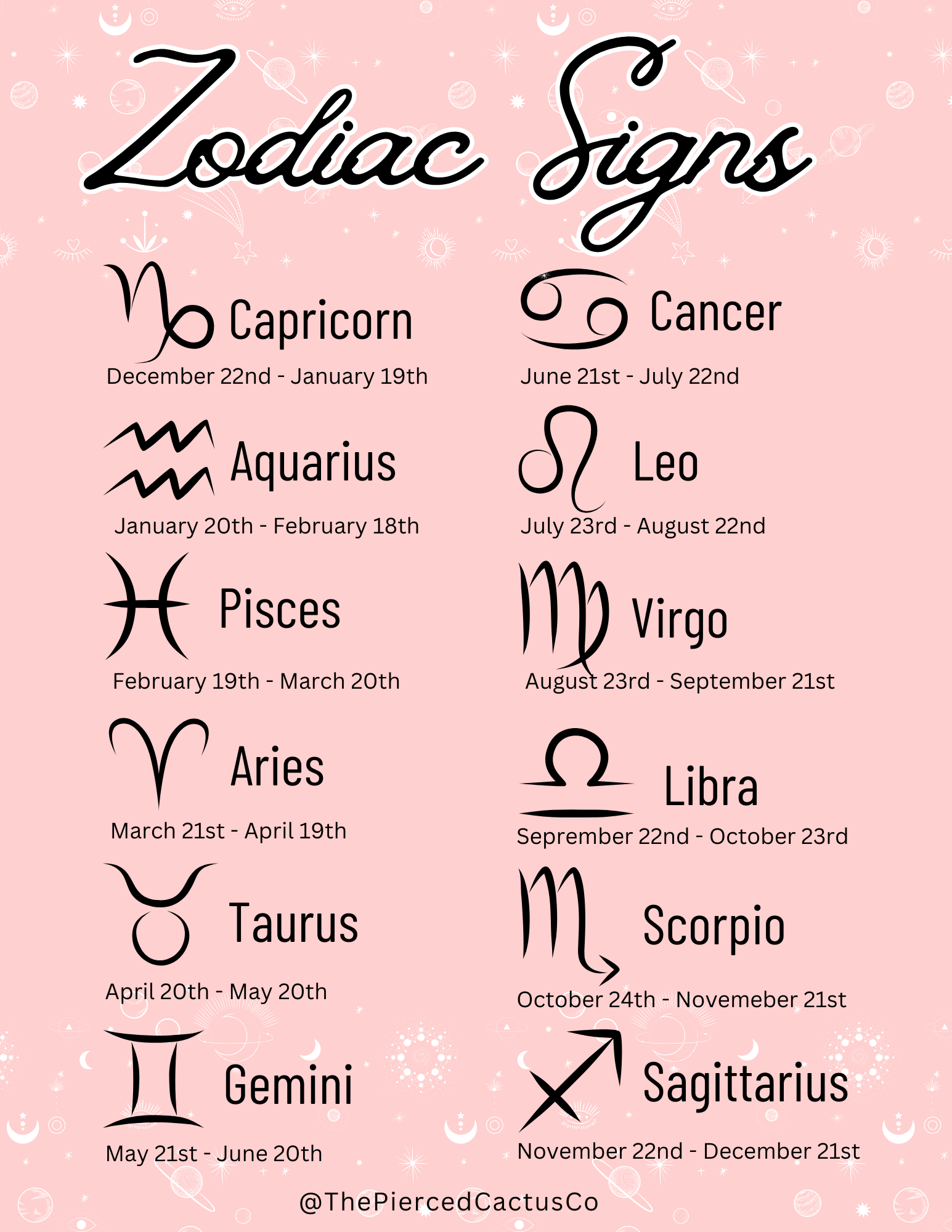 Dainty Black & Gold Zodiac Necklace