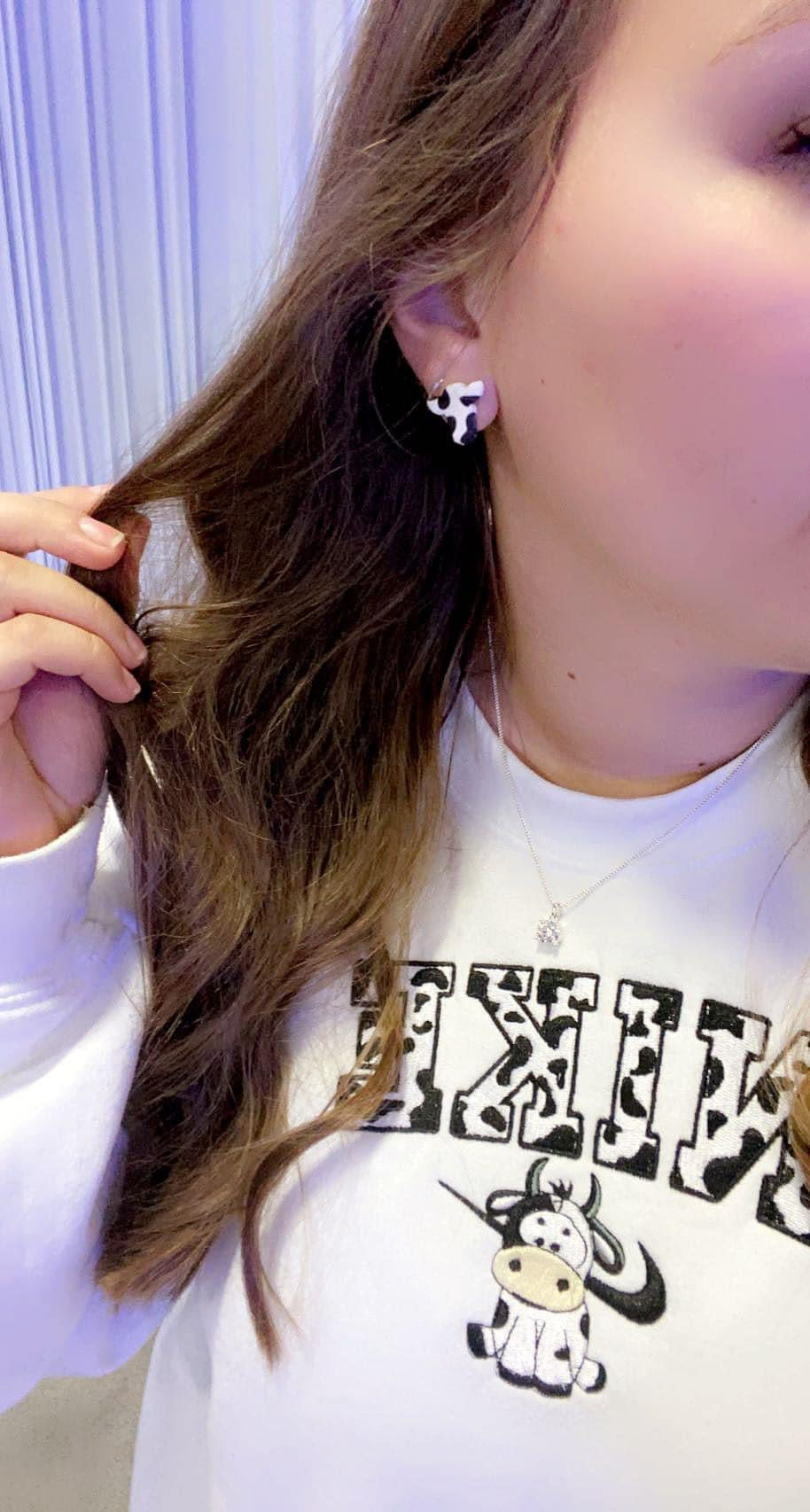 Small Cow Print Cow Studs