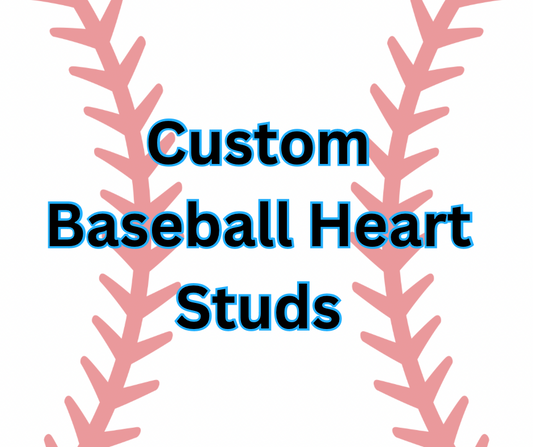 Custom Baseball Heart Studs