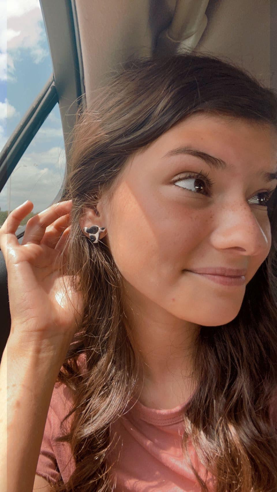 Small Cow Print Cow Studs