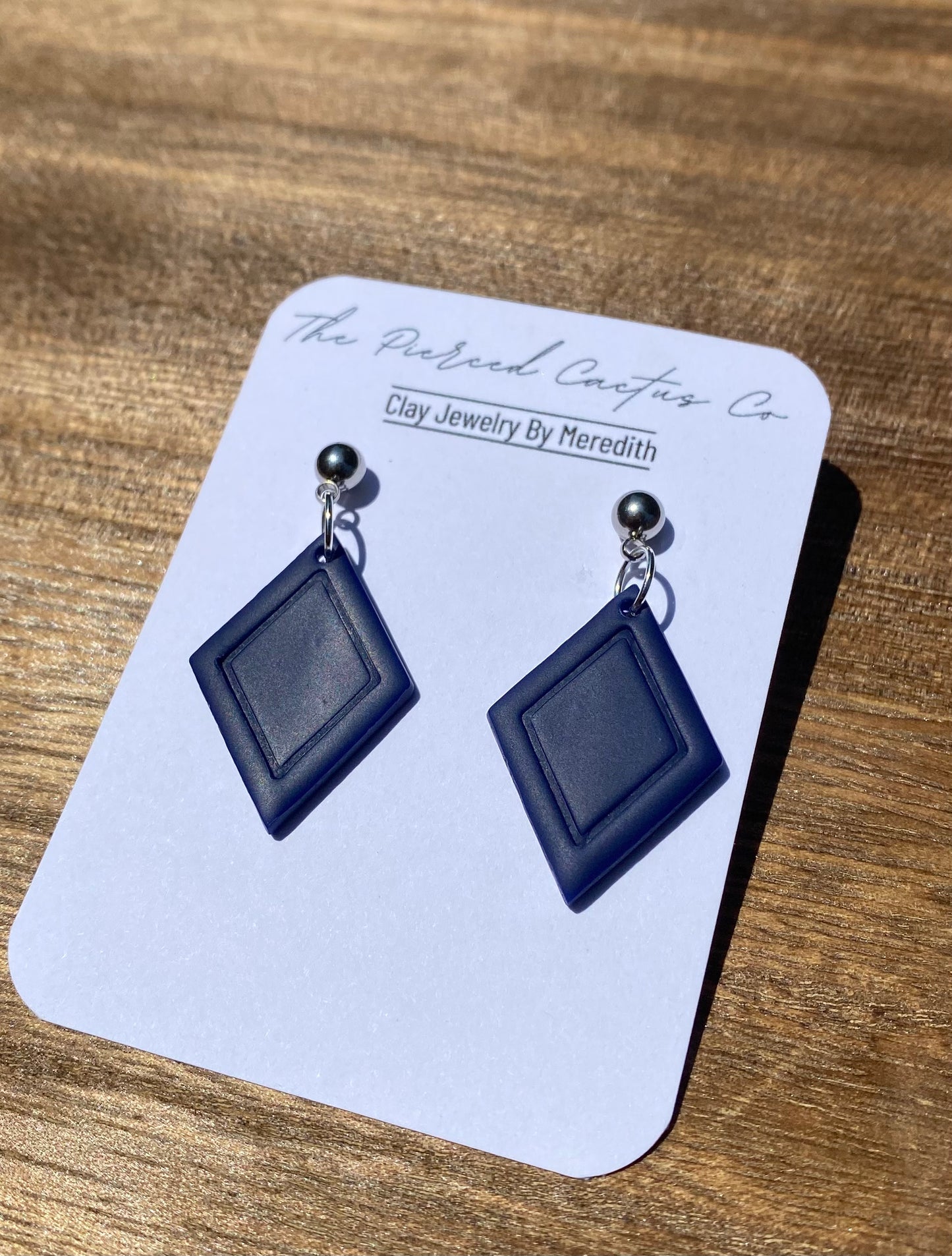 (Silver) Navy Blue Dangle