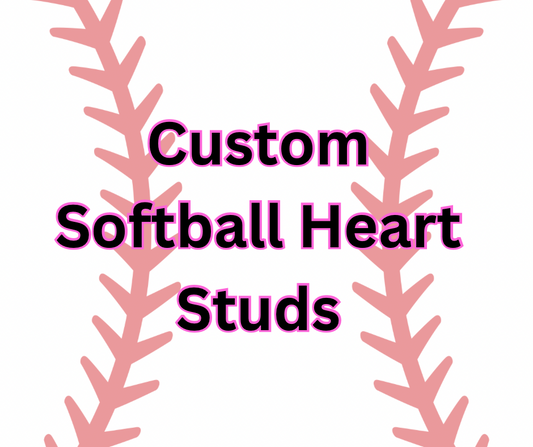 Custom Softball Heart Studs