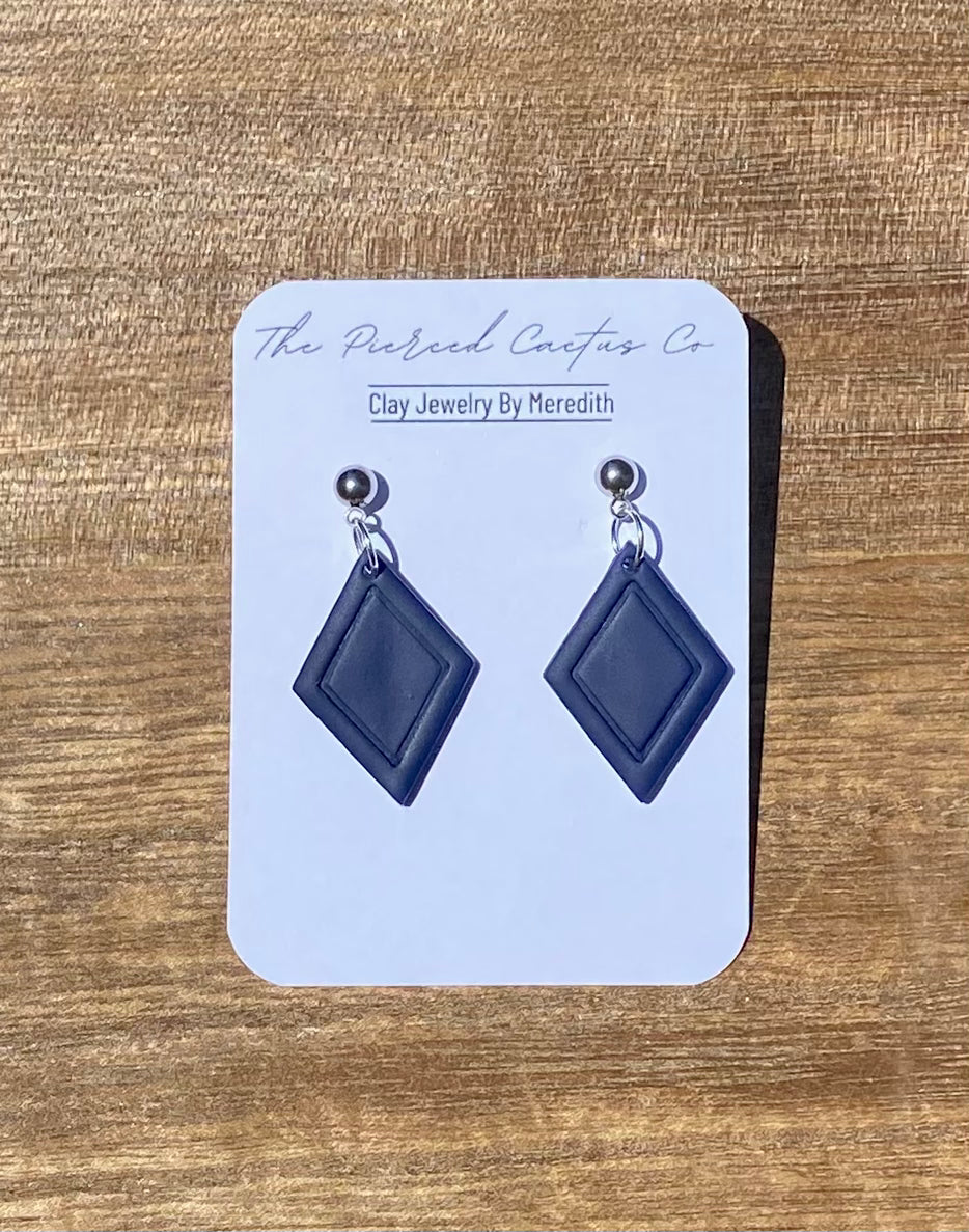 (Silver) Navy Blue Dangle